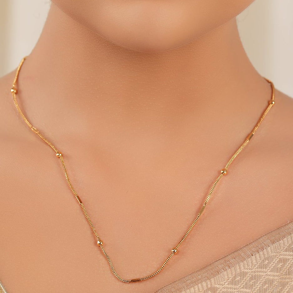 Elegant gold ball plain gold plated chain - smarsjewelrys