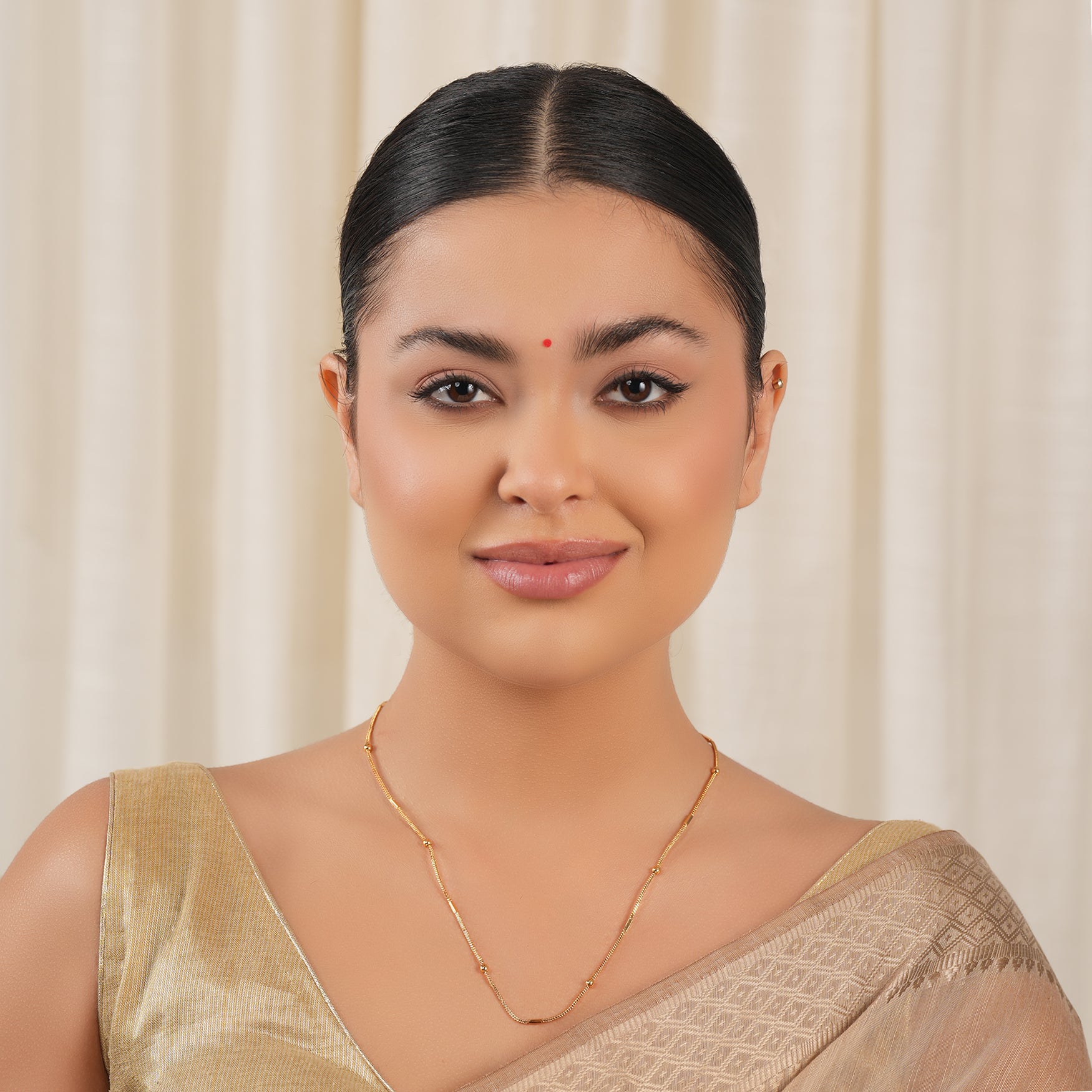 Elegant gold ball plain gold plated chain