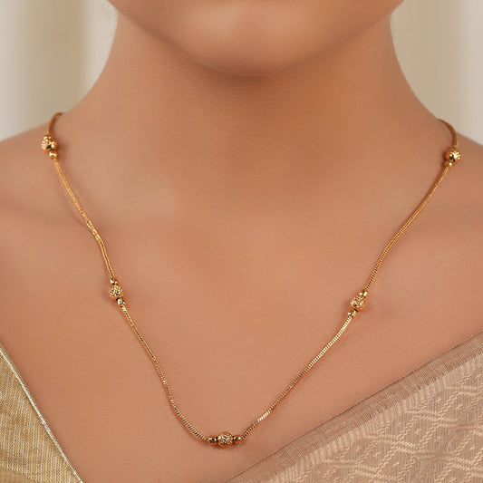Elegant plain ball gold plated chain