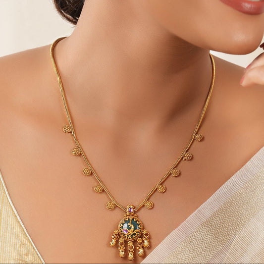 Stunning antique gold stone pendant set