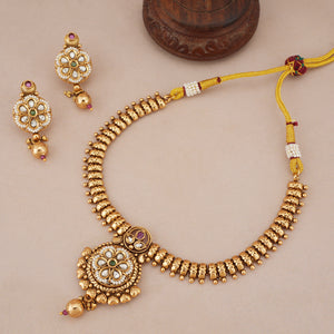 Amazing antique gold kundan necklace set