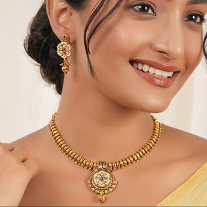 Amazing antique gold kundan necklace set