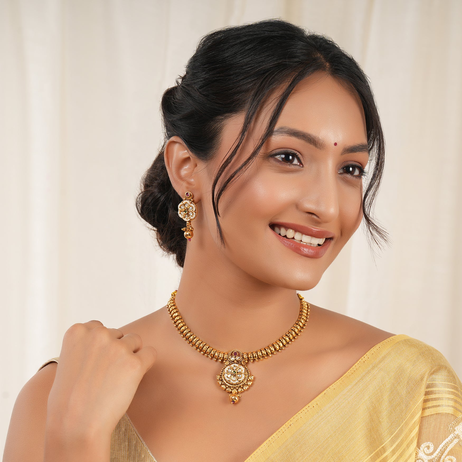 Amazing antique gold kundan necklace set