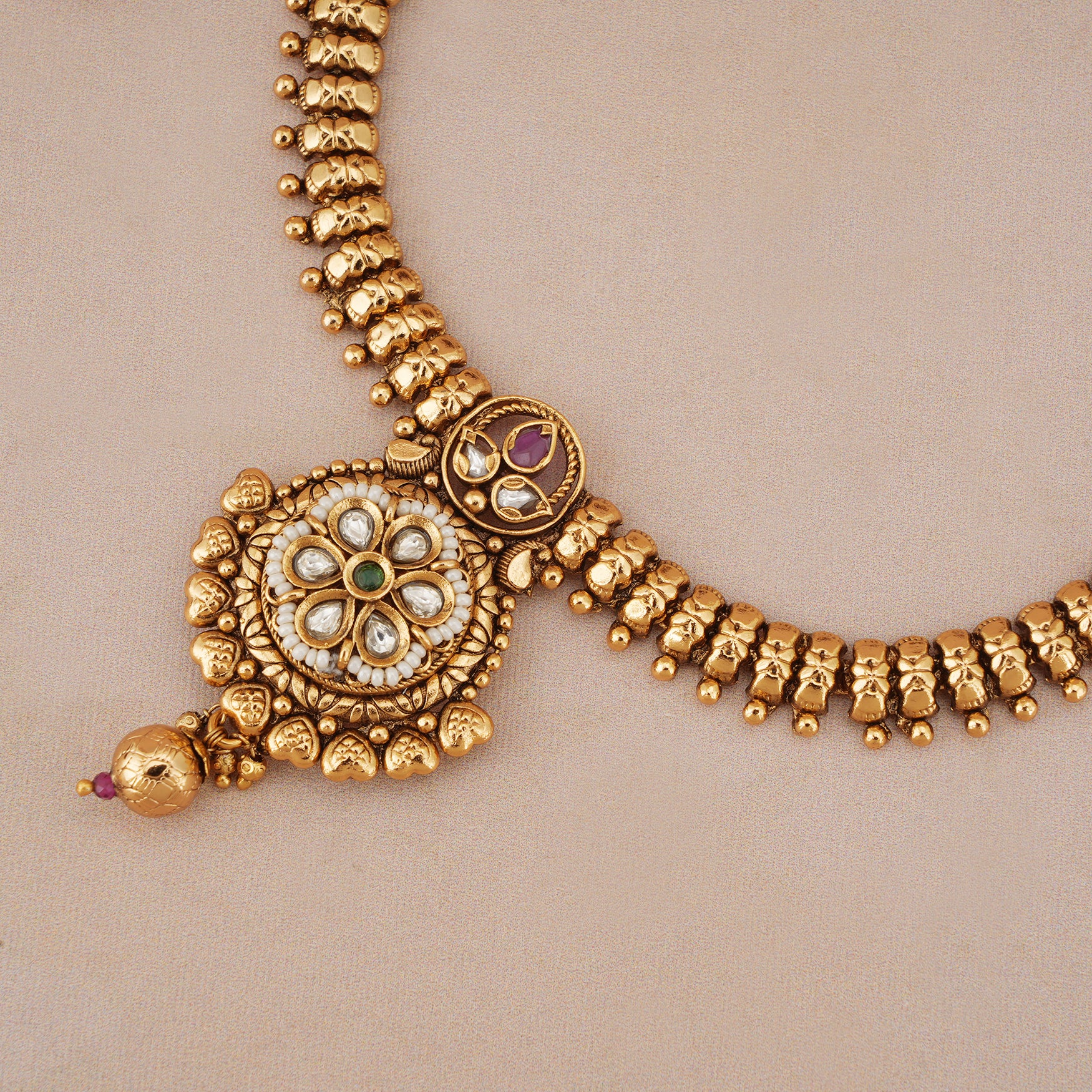 Amazing antique gold kundan necklace set