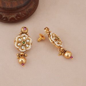 Amazing antique gold kundan necklace set