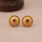 Antique gold round ruby stud