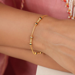 Sleek antique gold mangalsutra bracelet