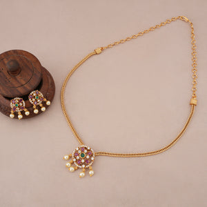 Stunning pearl drop ruby necklace set