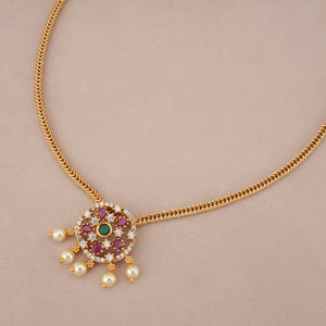 Stunning pearl drop ruby necklace set