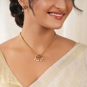 Stunning pearl drop ruby necklace set