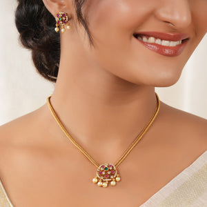 Stunning pearl drop ruby necklace set