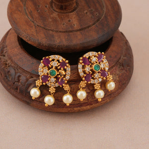Stunning pearl drop ruby necklace set