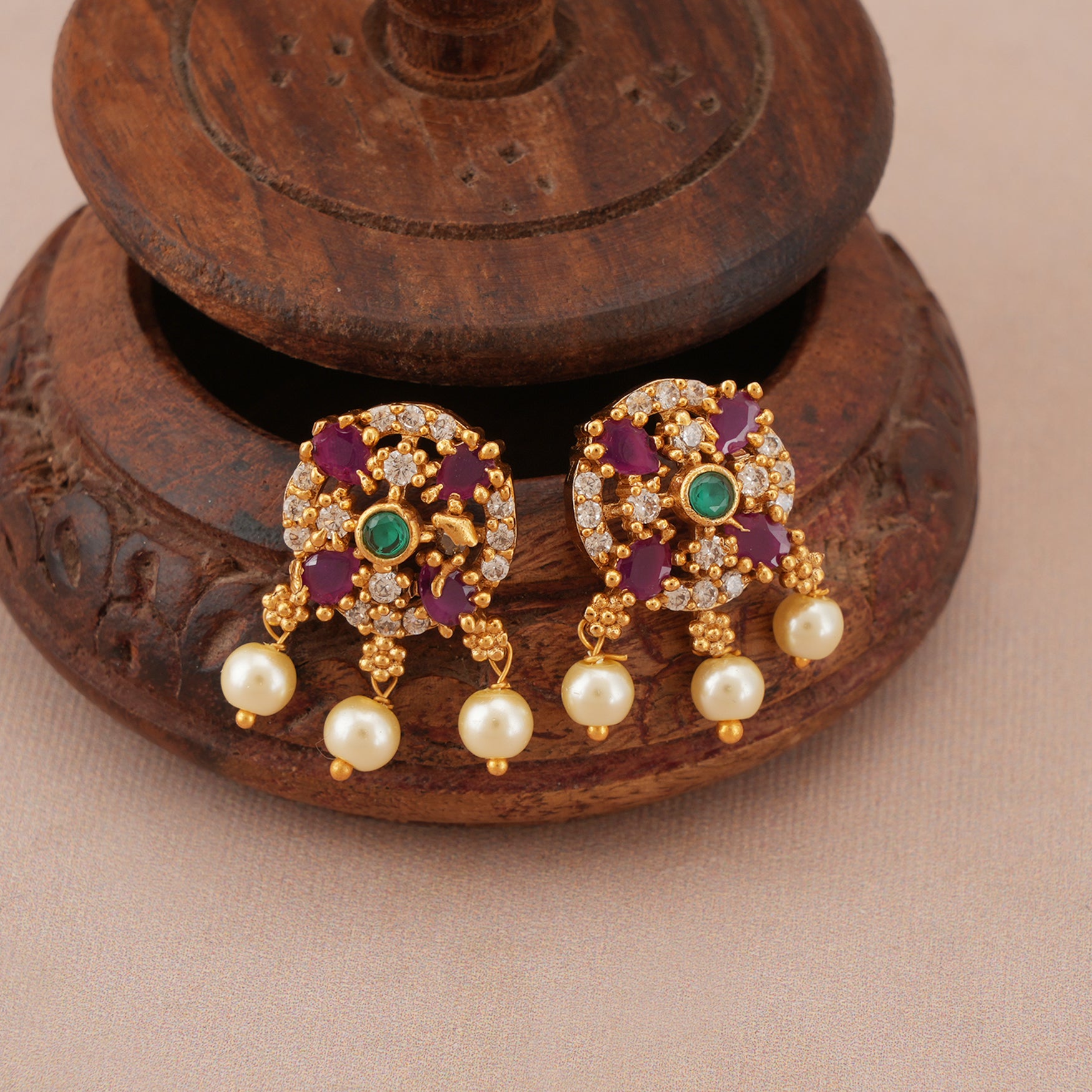 Stunning pearl drop ruby necklace set