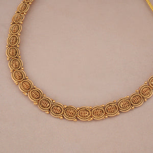 Cute oval plain antique gold necklace set