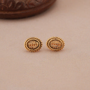 Cute oval plain antique gold necklace set