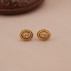 Cute oval plain antique gold necklace set