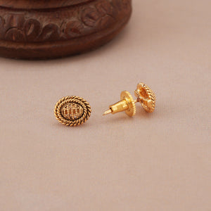 Cute oval plain antique gold necklace set