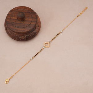 Cute sleek diamond antique gold mangalsutra bracelet