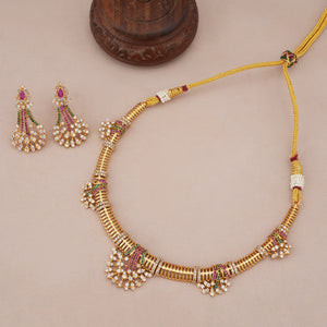 Stunning diamond multicolor gold necklace set