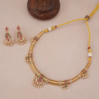 Stunning diamond multicolor gold necklace set