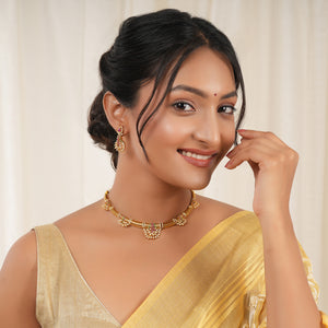 Stunning diamond multicolor gold necklace set