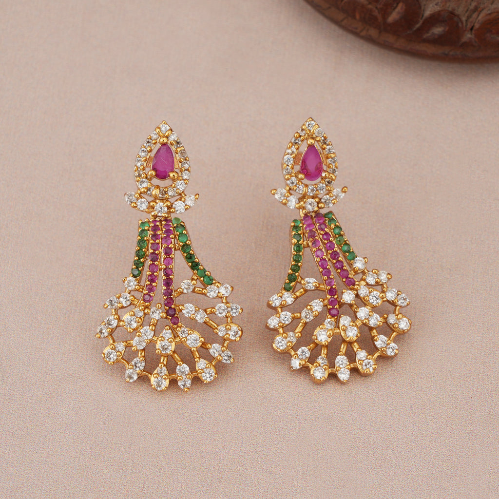 Stunning diamond multicolor gold necklace set