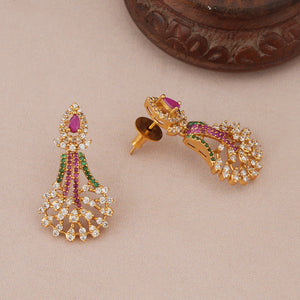 Stunning diamond multicolor gold necklace set