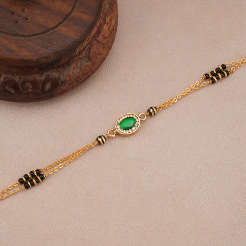 Antique Gold Emerald Stone Mangalsutra Bracelet