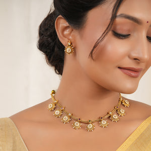 Stunning antique gold pearl necklace set