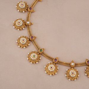 Stunning antique gold pearl necklace set