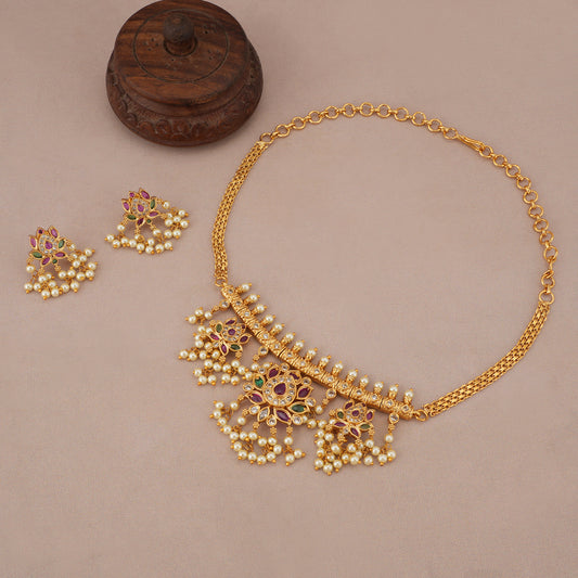 Stunning multicolor diamond stone neckalce set
