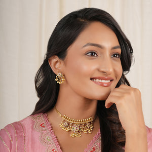 Stunning multicolor diamond stone neckalce set