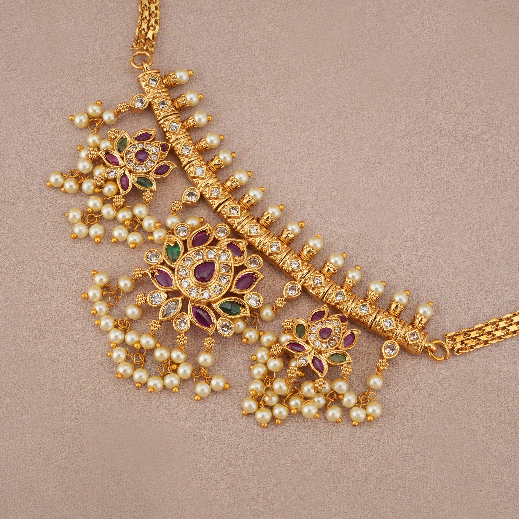 Stunning multicolor diamond stone neckalce set