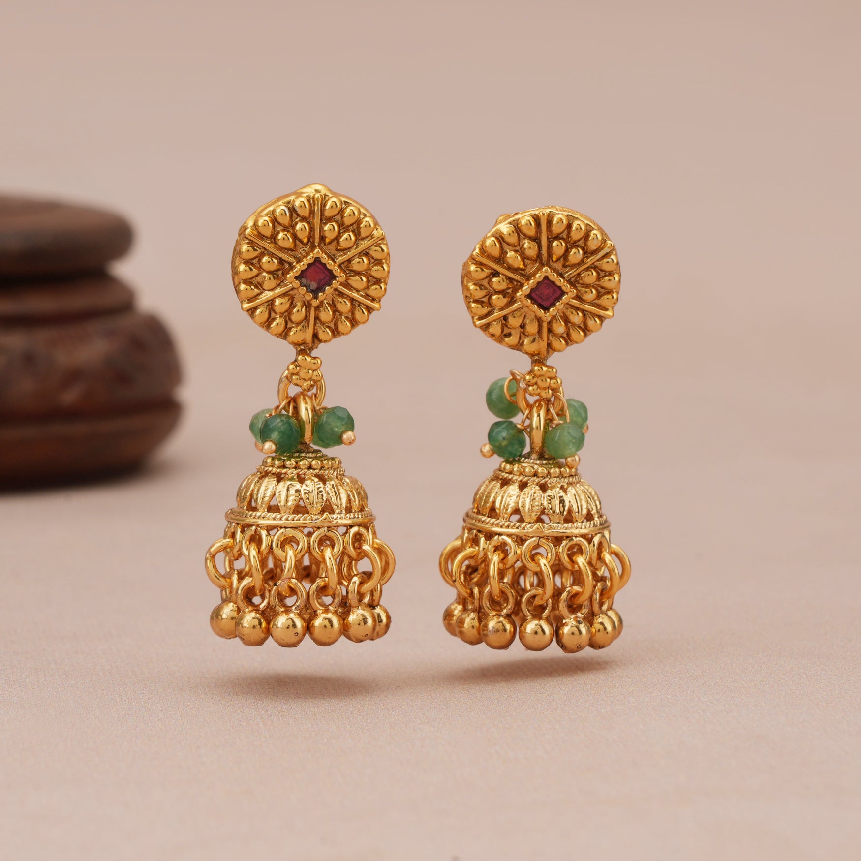 Stunning long antique gold stone matar mala necklace set