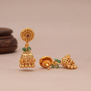 Stunning long antique gold stone matar mala necklace set