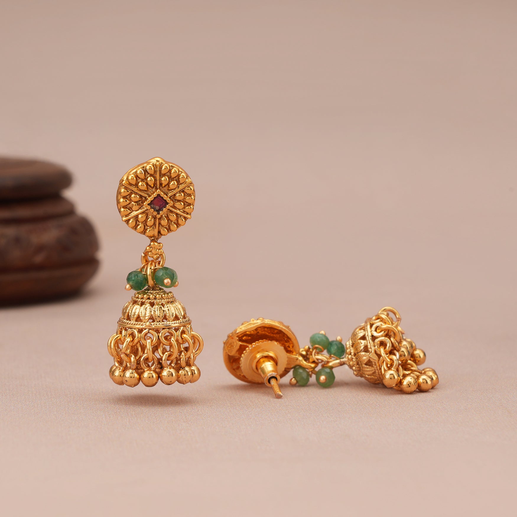 Stunning long antique gold stone matar mala necklace set