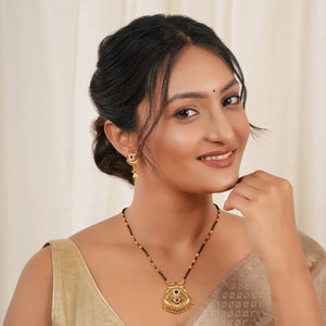 Stunning stone antique gold mangalsutra set