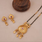 Plain antique gold stone mangalsutra set