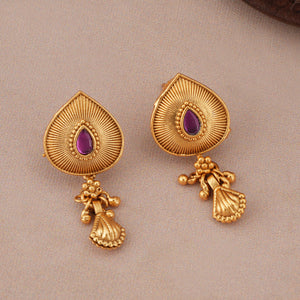 Plain antique gold stone mangalsutra set