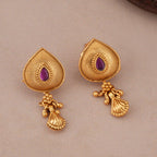 Plain antique gold stone mangalsutra set