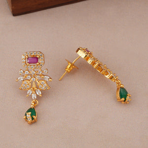 Stunning long pearl dimaond pendant set