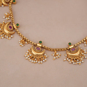 Beautiful pearl drop chand necklace set