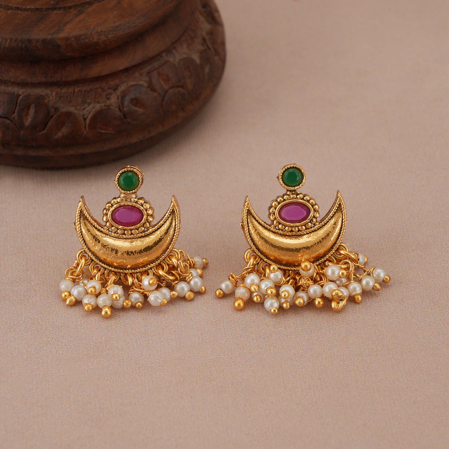 Beautiful pearl drop chand necklace set