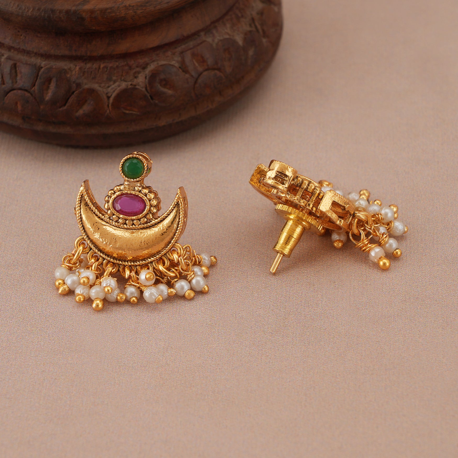 Beautiful pearl drop chand necklace set