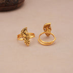 Cute elegant plain antique gold toe ring
