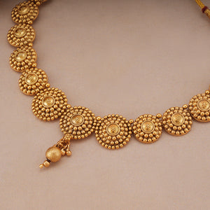 Plain round ball antique gold necklace set