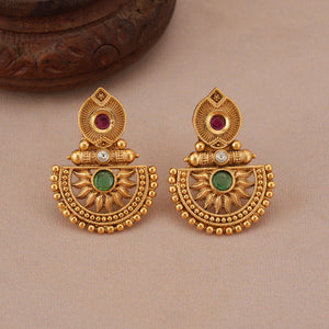 Cute elegant stone antique gold necklace set