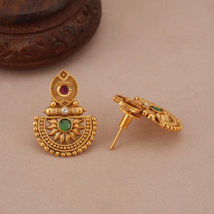 Cute elegant stone antique gold necklace set