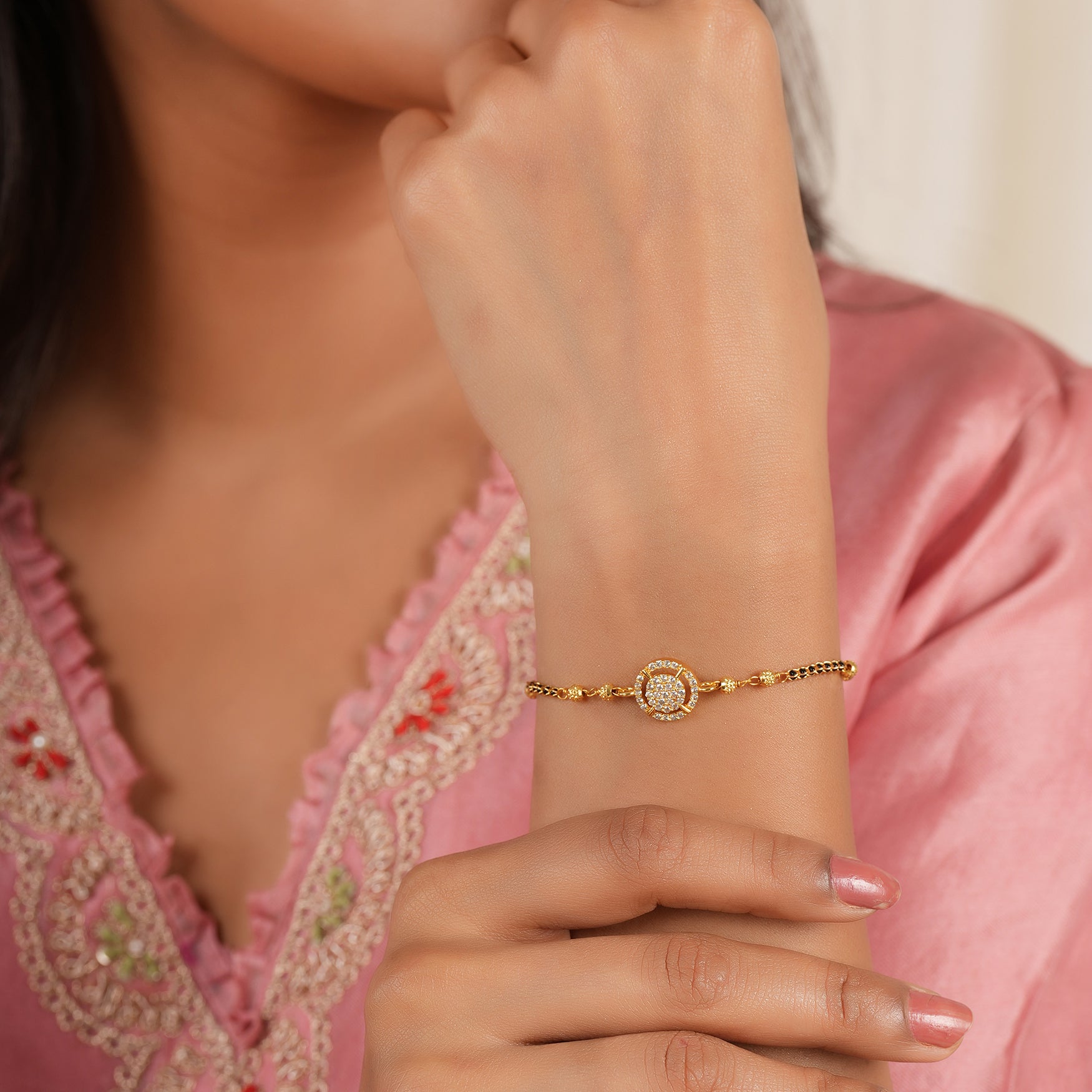 Cute elegant diamond mangalstura bracelet