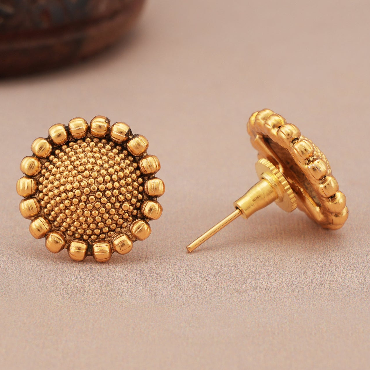 Cute plain antique gold stud